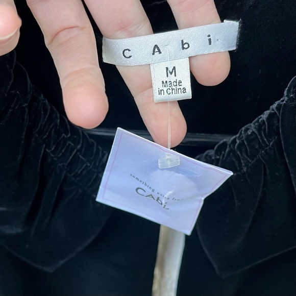 CAbi Rayon Silk Black Velvet Bishop Sleeve 1 Button Jacket NWT Sz M - Picture 3 of 13